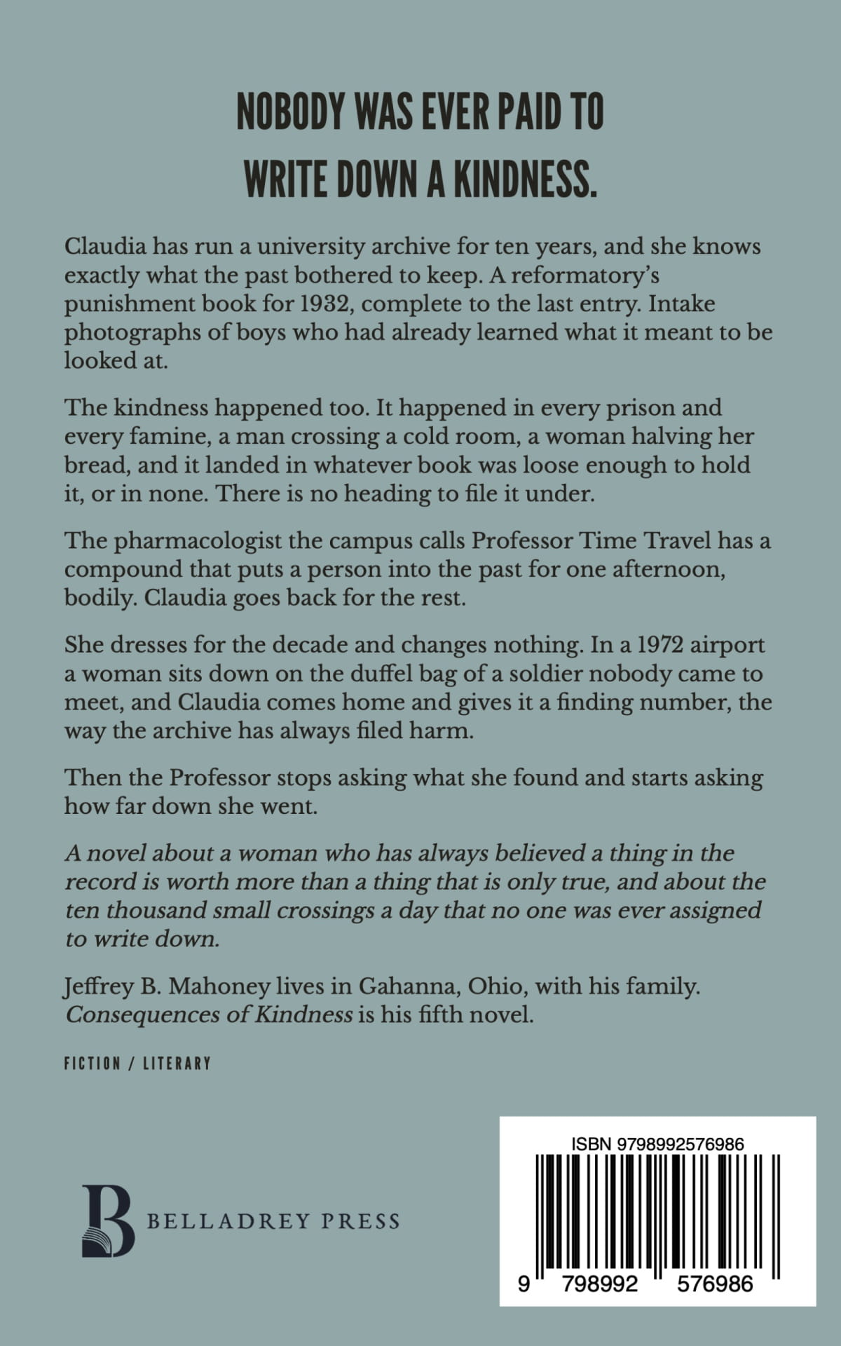 Back cover of Consequences of Kindness
